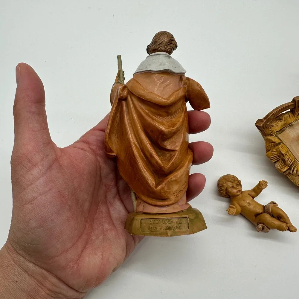 Vintage 1991 Fontanini Depose Italy Nativity Holy Family 4 Piece Set Signed